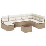 vidaXL Ensemble de canapé de jardin 9 Pièces Beige Poly rotin