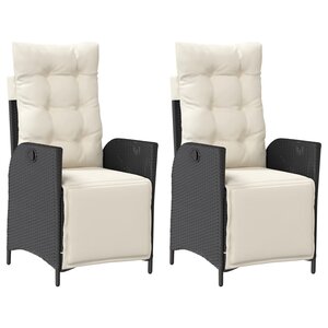 vidaXL Chaises inclinables de jardin lot de 2 repose-pied noir rotin