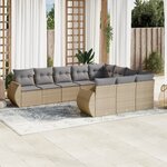 vidaXL Salon de jardin avec coussins 10 Pièces beige résine tressée