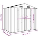 vidaXL Abri de jardin Gris 205x129x183 cm Acier galvanisé