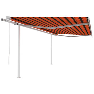 vidaXL Auvent rétractable automatique et poteaux 4 5x3 m Orange marron