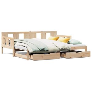 vidaXL Lit de jour avec gigogne et tiroirs sans matelas 90x200 cm