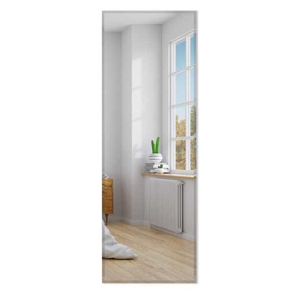 Miroir mural psyché rectangulaire sans cadre 110 x 38 cm pleine longueur bord biseauté suspendu vertical ou horizontal blanc 20_0006309