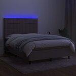 vidaXL Sommier à lattes de lit et matelas et LED Taupe 140x190cm Tissu