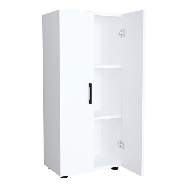 Armoire style intemporel bureau étagère meuble de rangement à 2 portes 108 x 49 x 32 cm blanc 03_0008942