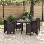 vidaXL Ensemble de salle à manger pour jardin 5 Pièces Marron Rattan Polt