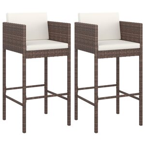 vidaXL Tabourets de bar lot de 2 avec coussins marron résine tressée