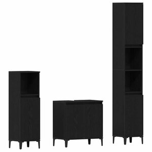 vidaXL Ensemble de mobilier de salle de bain 3 Pièces Chêne noir