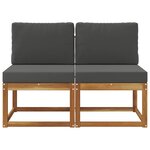 vidaXL 2 Pièce Sofa de milieu extérieur Bois d'Acacia Massif