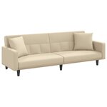 vidaXL Canapé-lit avec coussins crème tissu
