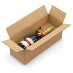 Caisse carton brune d'expédition 2 bouteilles avec calage carton à montage instantané (lot de 12)