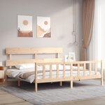 vidaXL Cadre de lit avec tête de lit 200x200 cm bois massif