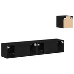 vidaXL Set de meuble TV Montage mural 4 Pièces Chêne noir 80 x 30 x 30 cm