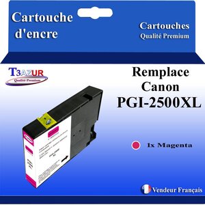 T3AZUR - Cartouche compatible avec Canon PGI2500XL PGI-2500 XL pour Canon Maxify IB-4050 IB-4150 MB-5050 MB-5150 MB-5155 MB-5350 MB-5450 MB-5455 - Magenta
