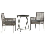 vidaXL Ensemble bistro de jardin 3 Pièces Gris Poly rotin