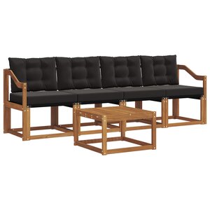 vidaXL Ensemble de canapés d'extérieur 5 pc Naturel et Noir