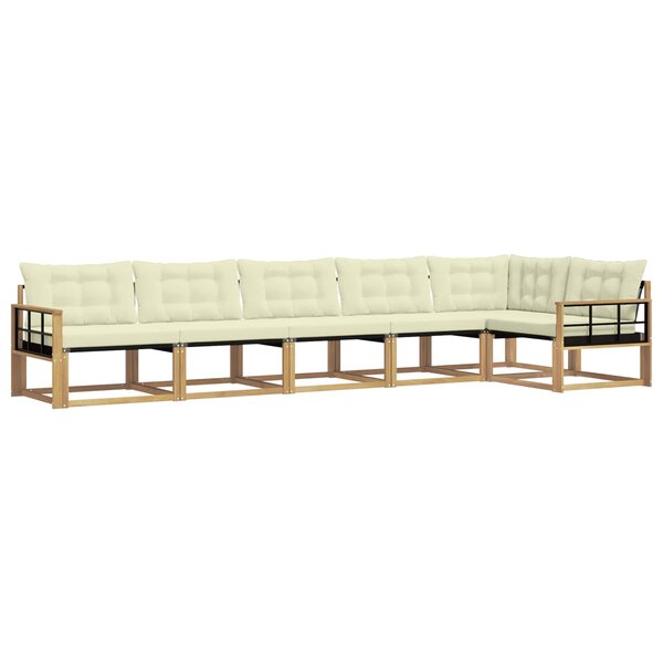 vidaXL Ensemble de canapés d'extérieur 6 pc Blanc et crème
