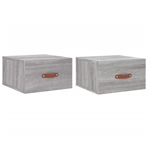vidaXL Tables de chevet murales 2 Pièces sonoma gris 35x35x20 cm