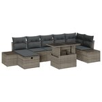 vidaXL Ensemble de jardin 8 pièces avec des coussins gris en rotin synthétique