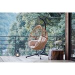 Auroa - Fauteuil suspendu beige & noir en résine tressée façon rotin