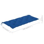 vidaXL Banc de jardin avec coussin bleu 120 cm Bois de teck