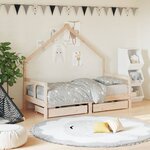 vidaXL Cadre de lit pour enfant et tiroirs 80x160cm bois de pin massif