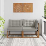 vidaXL Canapé d’extérieur milieu et coin avec coussin 2 Pièce Naturel