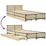 vidaXL Cadre de lit et tiroirs chêne sonoma 100x200 cm bois ingénierie