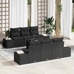 vidaXL Ensemble de canapé de jardin Manuel 7 Pièces Noir 55 x 55 x 37 cm
