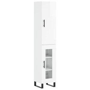 vidaXL Buffet haut Blanc brillant 34 5x34x180 cm Bois d'ingénierie