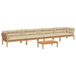 vidaXL Salon palette de jardin avec coussins 5Pièces bois d'acacia massif