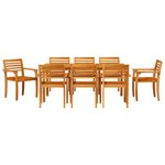 vidaXL Ensemble de salle à manger pour jardin 9 pc Marron