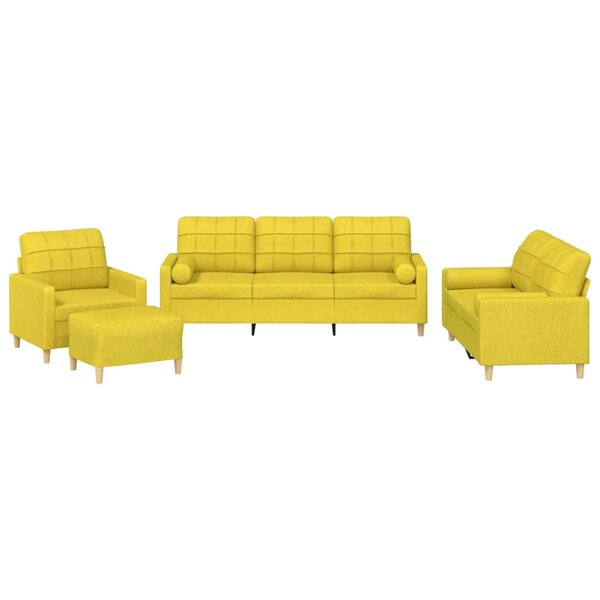 vidaXL Ensemble de canapés 4 Pièces avec coussins jaune clair tissu