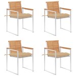vidaXL Chaises de jardin lot de 4 avec coussins Bois de teck massif