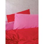 Parure de lit - housse de couette 220 x 240 + 2 taies d'oreiller 60 x 60 coton renforcé - Rouge