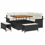 vidaXL Ensemble de canapé de jardin avec coussin 8 Pièces Noir et Crème