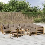 vidaXL Salon de jardin 12 Pièces avec coussins taupe bambou