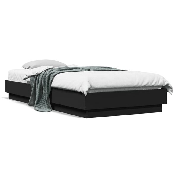 vidaXL Cadre de lit sans matelas noir 100x200 cm bois d'ingénierie