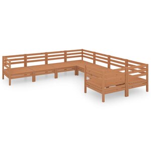 Salon de jardin meuble d'extérieur ensemble de mobilier 8 pièces bois de pin massif marron miel 02_0017842