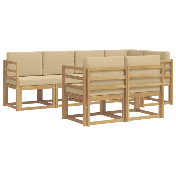 vidaXL Ensemble de canapés d'extérieur 7 Pièces Blanc et Beige Polyester