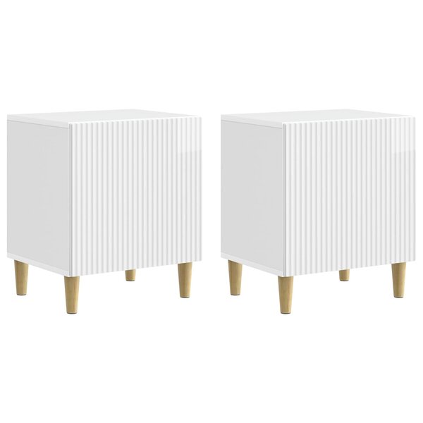 vidaXL Cabinet de chevet 2 Pièces Blanc brillant 43 x 34 5 x 50 cm