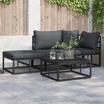 vidaXL Ensemble de canapé de jardin 3 Pièces Noir 211.5 x 71.5 x 71 cm