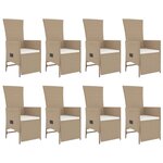 vidaXL Ensemble à manger de jardin et coussins 9 Pièces beige Poly rotin