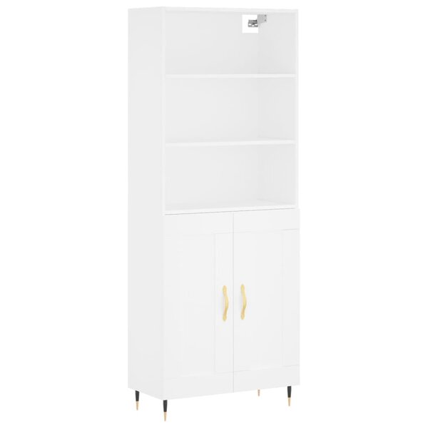 vidaXL Buffet haut Blanc 69 5x34x180 cm Bois d'ingénierie