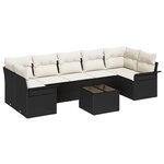 Ensemble de Canapés de Jardin 8 Pièces avec Coussins Rattan Plastique Noir