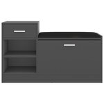 vidaXL Banc à chaussures Gris 94 5x31x57 cm Aggloméré