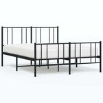 vidaXL Cadre de lit métal sans matelas avec pied de lit noir 160x200cm