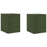 vidaXL Tables de chevet 2 Pièces vert olive 34 5x39x44 cm acier