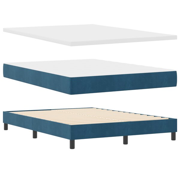 Lit à ressort vidaXL avec matelas bleu foncé 160x200 cm en velours
