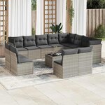 vidaXL Salon de jardin avec coussins 13 Pièces gris clair résine tressée